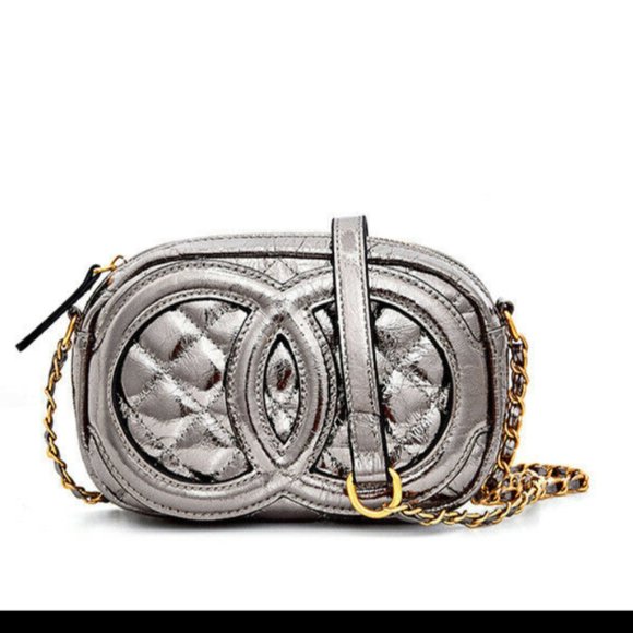 Chain Solid Grid Cowhide Leather Shoulde Crossbody - Picture 12 of 12